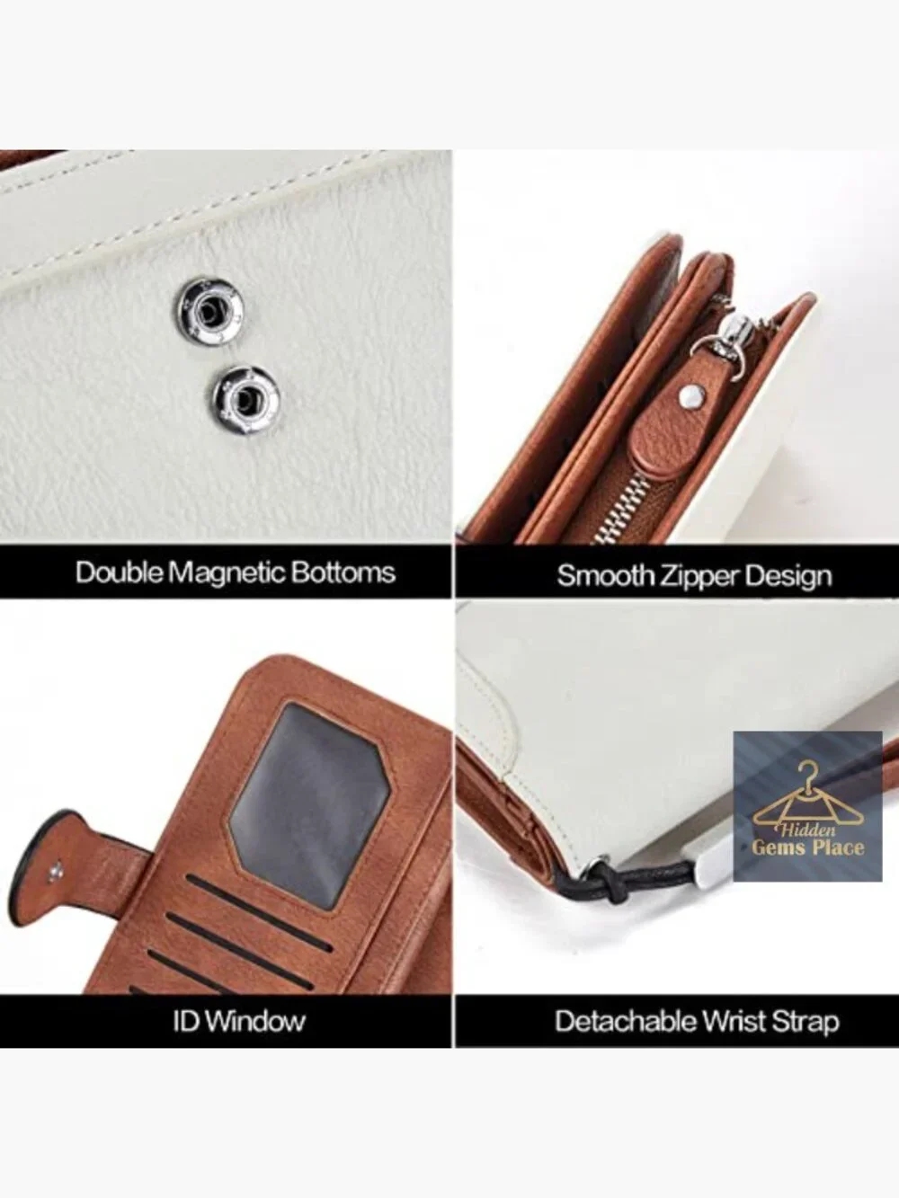 Vegan Leather Zip Around Wristlet Clutch Wallet with RFID Blocking
